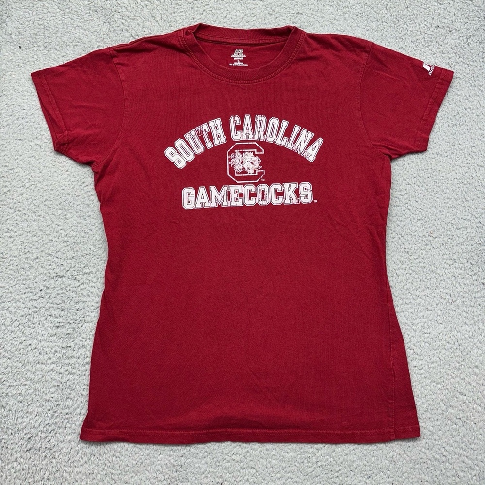 Russell Athletic Womens Large South Carolina Gamecocks Garnet 100% Cotton TShirt